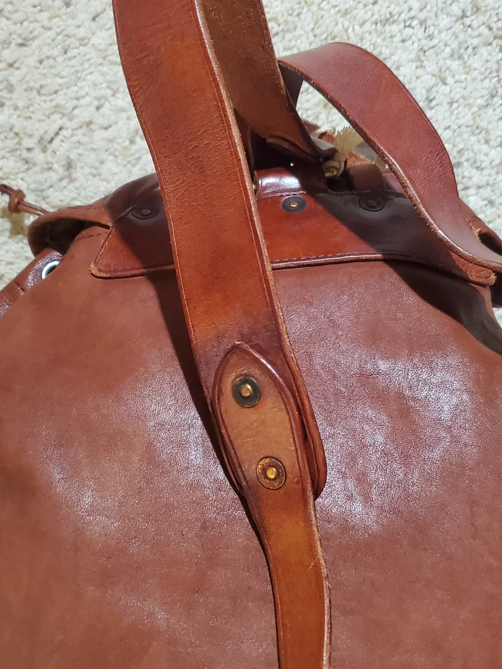 Ralph Lauren Double RL Brown Leather Backpack
